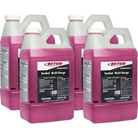 Betco Sanitizer, Concentrated, FastDraw, 2 Liter, Pink, 4PK BET2374700CT